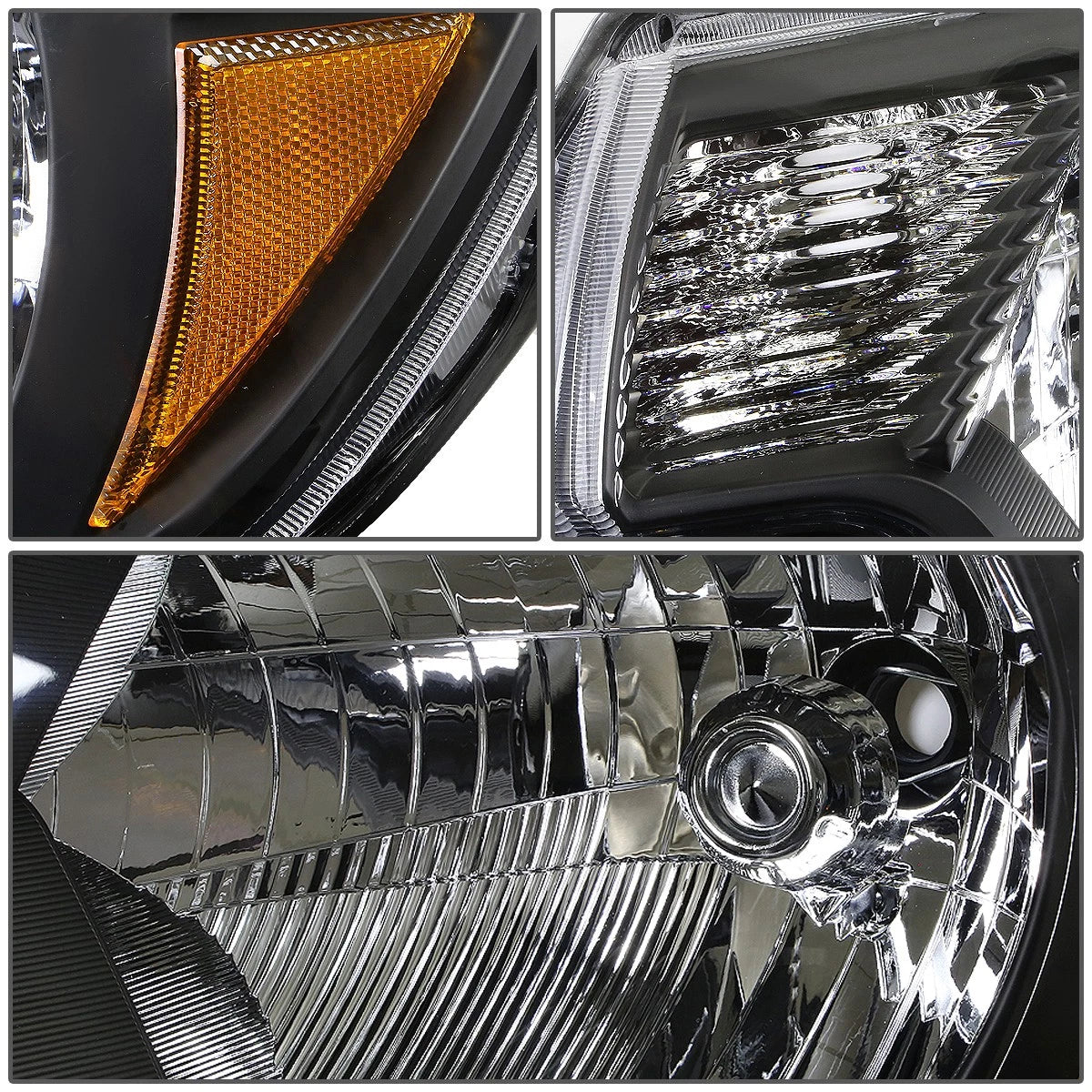 Pair of Black Housing Amber Corner Headlights for Toyota Tacoma (2012–2015)