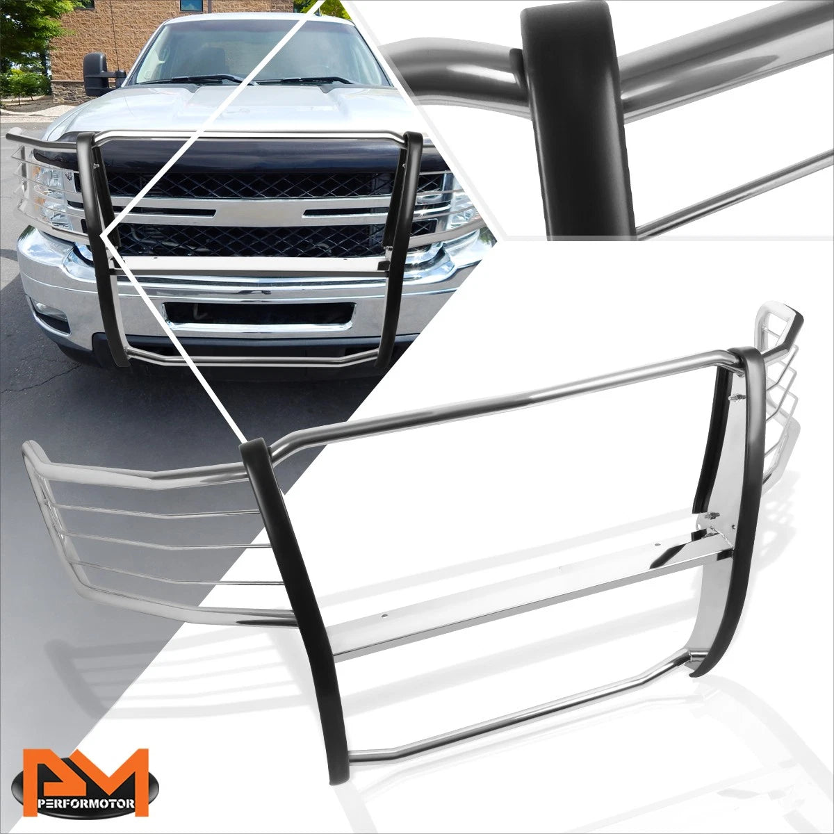 Chrome Bumper Brush Grill Guard for Chevy Silverado 2500/3500 HD (2007–2013)