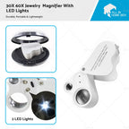 30X 60X LED Jewelry Loupe Magnifier