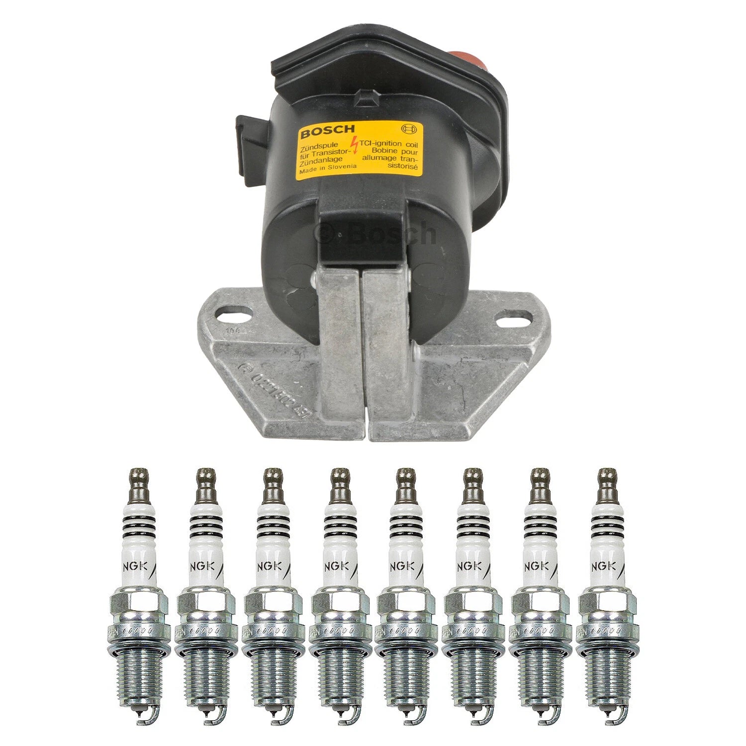 Set of 8 Bosch Ignition Coils & NGK Iridium IX Spark Plugs for 500SL (1990–1992)