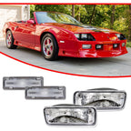 Set of 4 Clear Bumper Turn Signal & Side Marker Lights for Chevy Camaro (1985–1992)