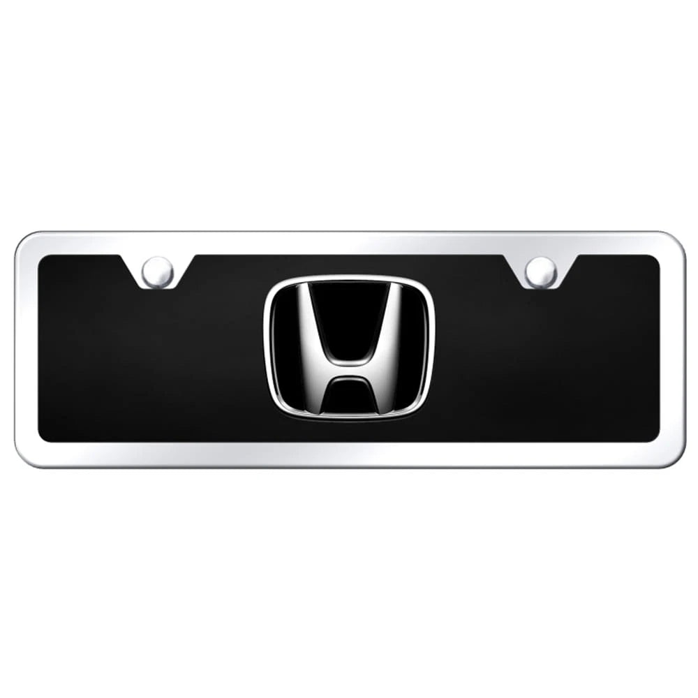 Chrome on Black Acrylic Mini License Plate Kit - Officially Licensed for Honda