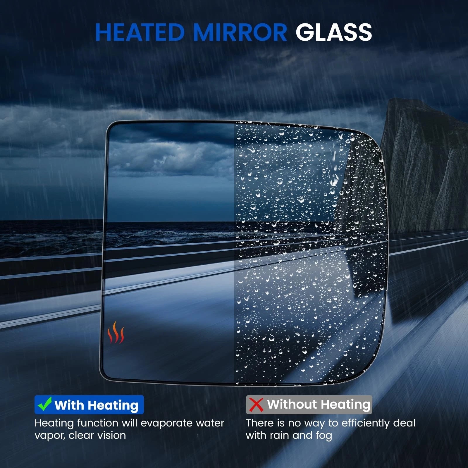 Heated Towing Mirror Glass Upper Left Driver Side for Ram 5500 (2014-2018)