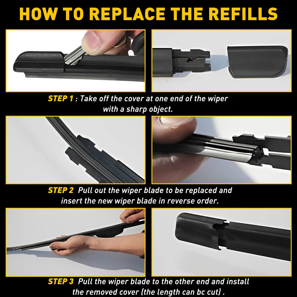 Set of 4 Universal 28" Silicone Frameless Windshield Wiper Blade Refills