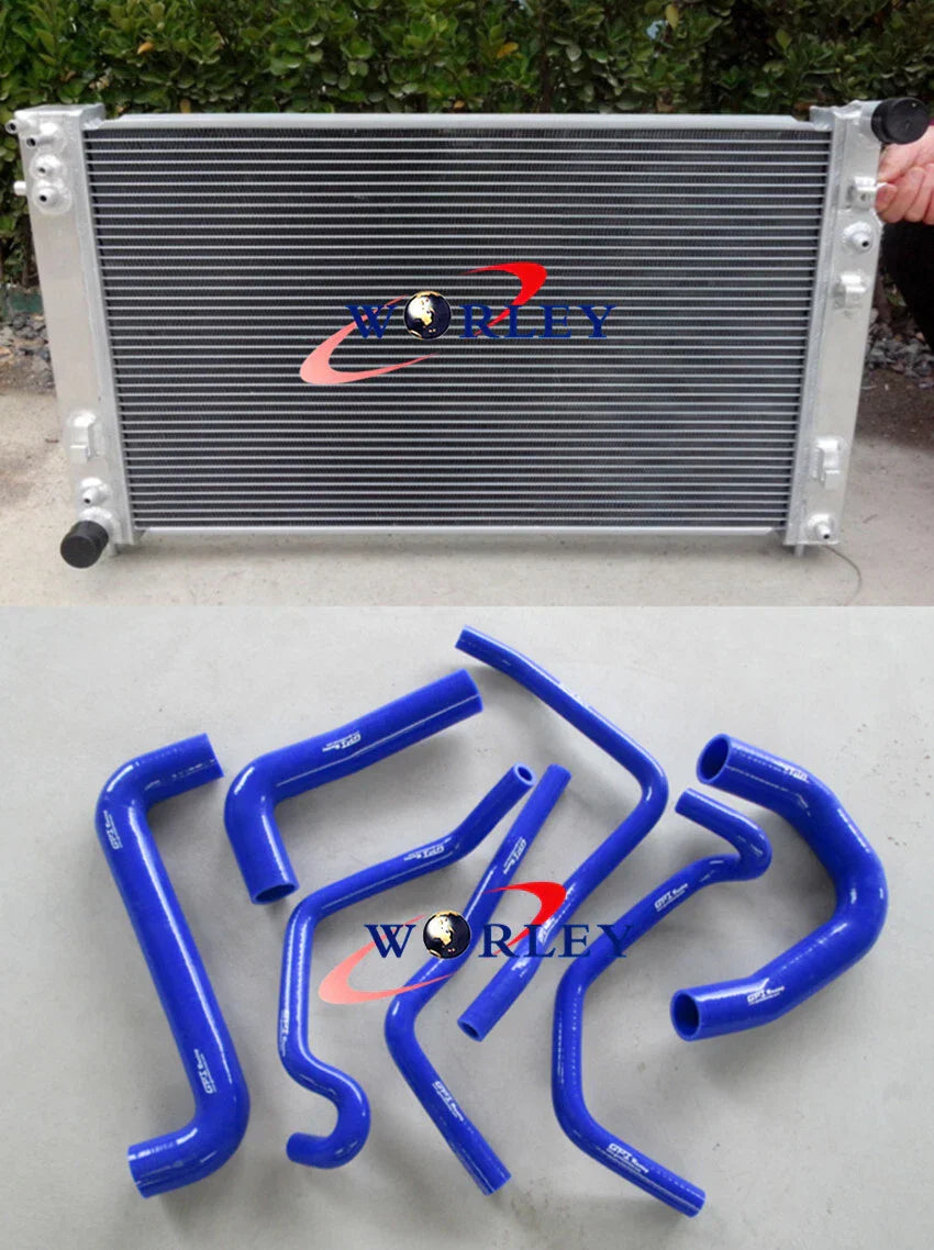Aluminum Radiator + Blue Hose for Holden VT VX VU HSV Commodore V8 LS1 (1997-2007)