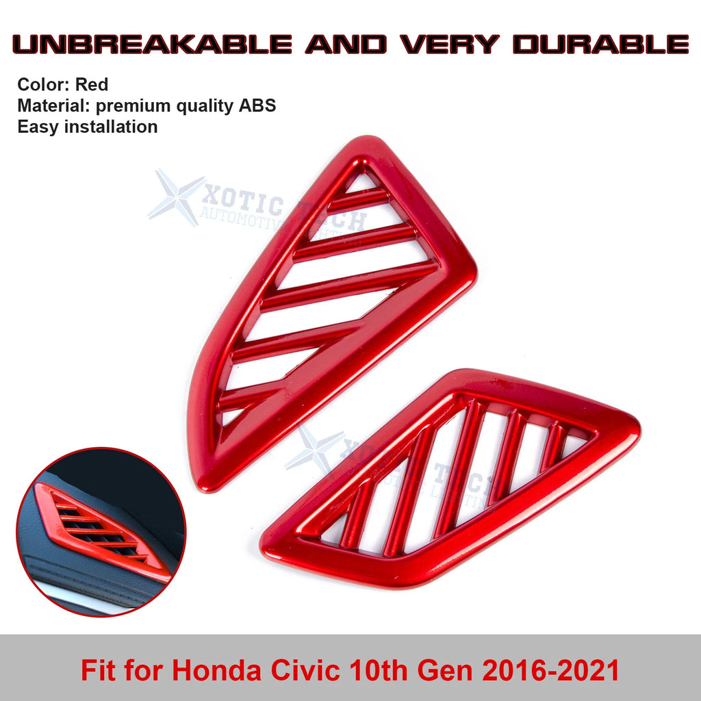 Glossy Red Inner Dashboard AC Vent Outlet Cover Trim for Honda Civic (2016-2021)