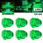 6X Green LED Watermelon Clearance Marker Light for Truck Trailer Camper (12-24V)