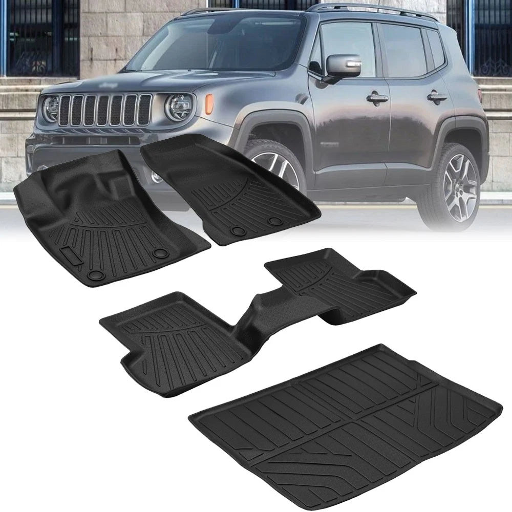 Set of 4 Floor Mats with Cargo Liners for Jeep Renegade (2015–2025) TPE 3D