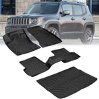 Set of 4 Floor Mats with Cargo Liners for Jeep Renegade (2015–2025) TPE 3D
