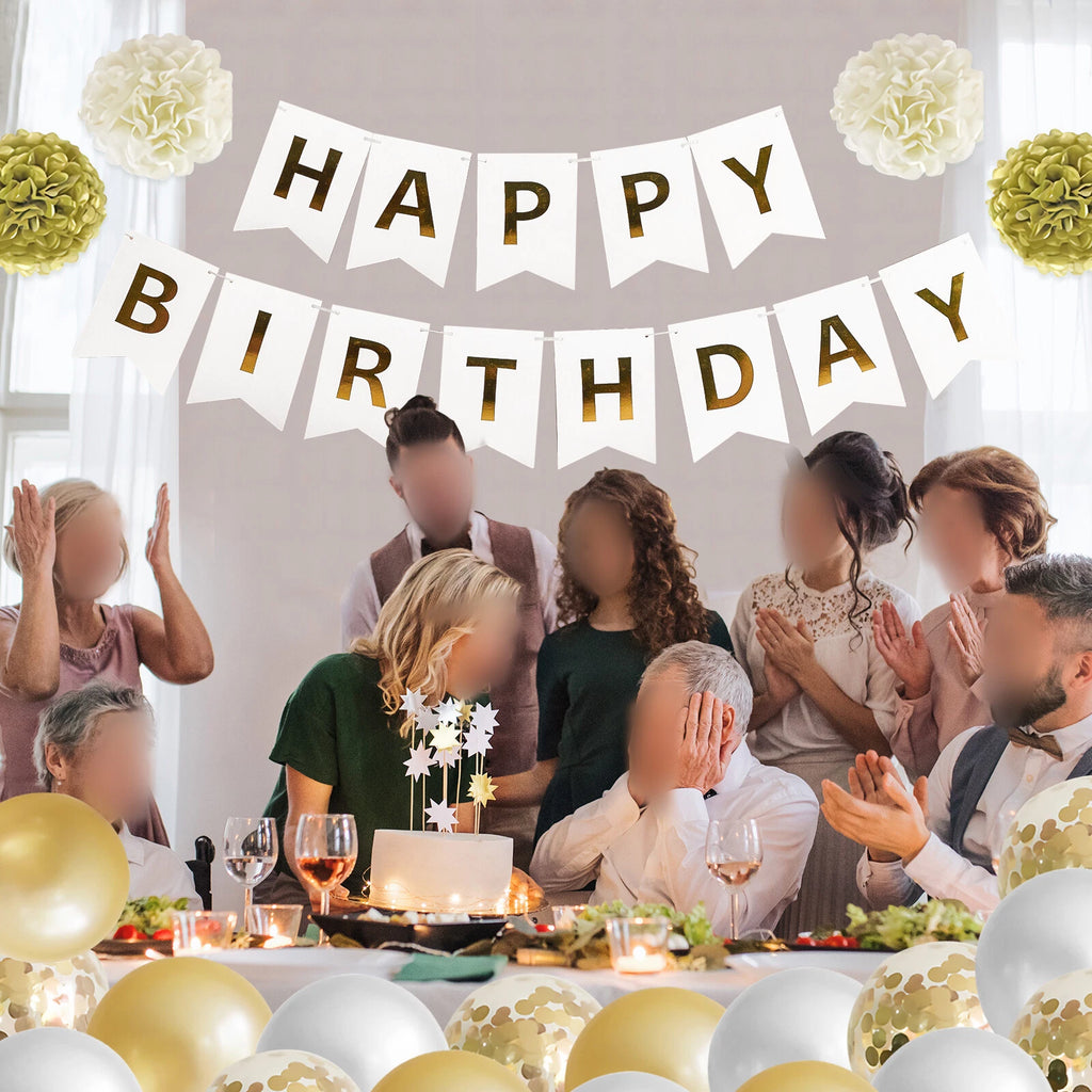 Gold White Balloon Garland Arch for Birthday Wedding Party Decor