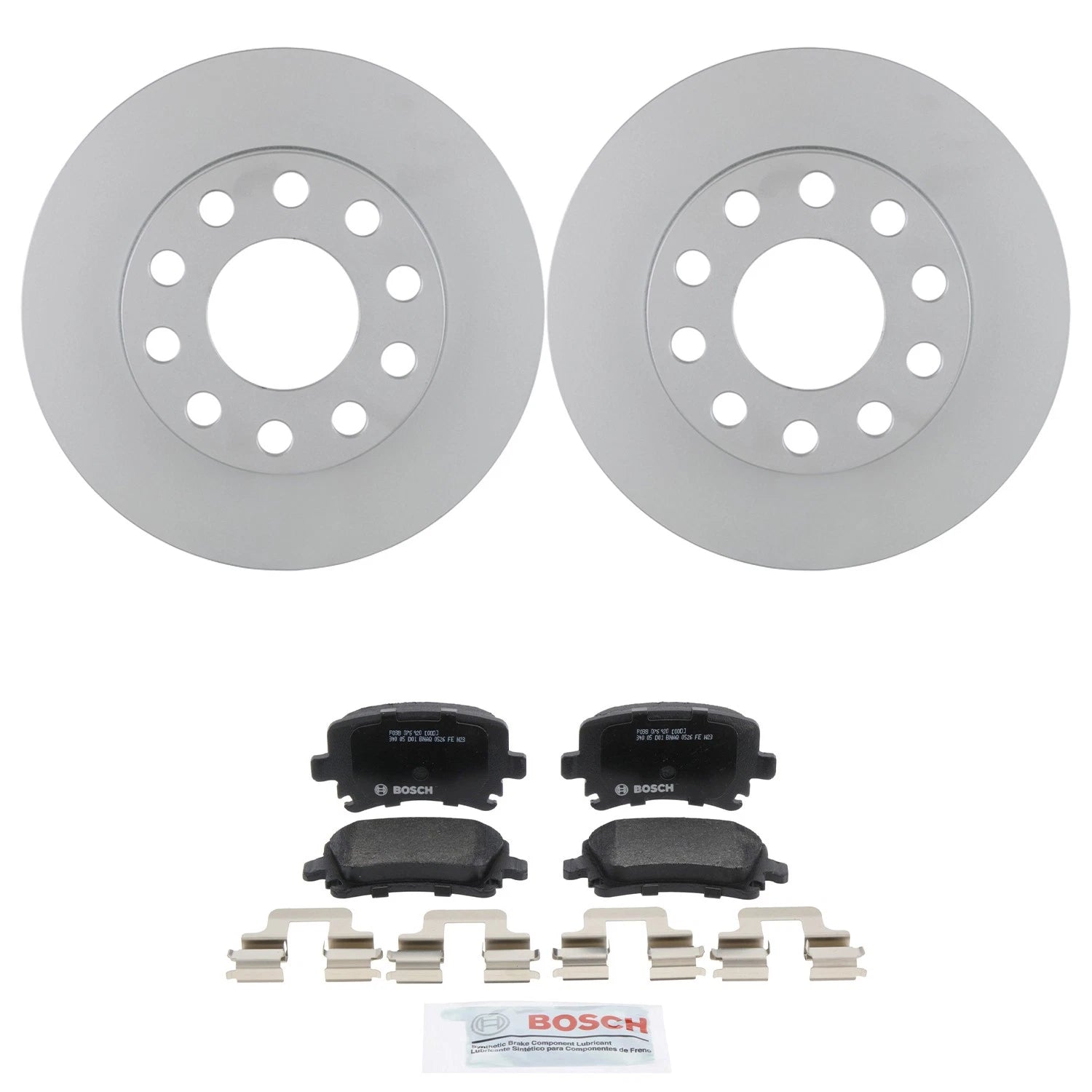 Bosch Rear Disc Brake Rotors & Semi-Met Brake Pads Kit for Audi A4 (2005)