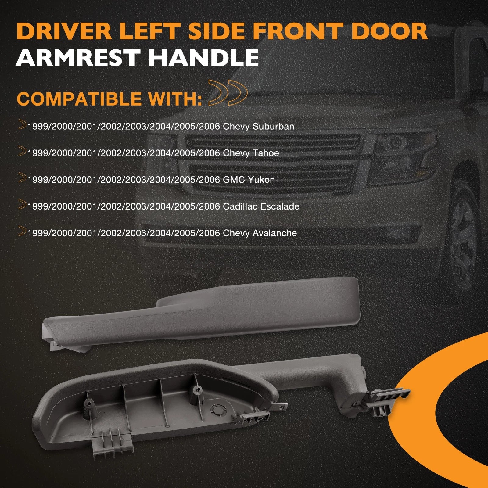 Driver Armrest Handle for Chevy Suburban Avalanche GMC (1999–2006) Gray