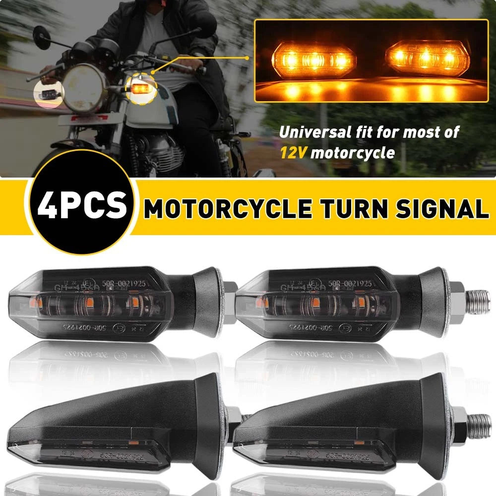 4X LED Smoke Amber Turn Indicator Signal Lights for Motorcycle