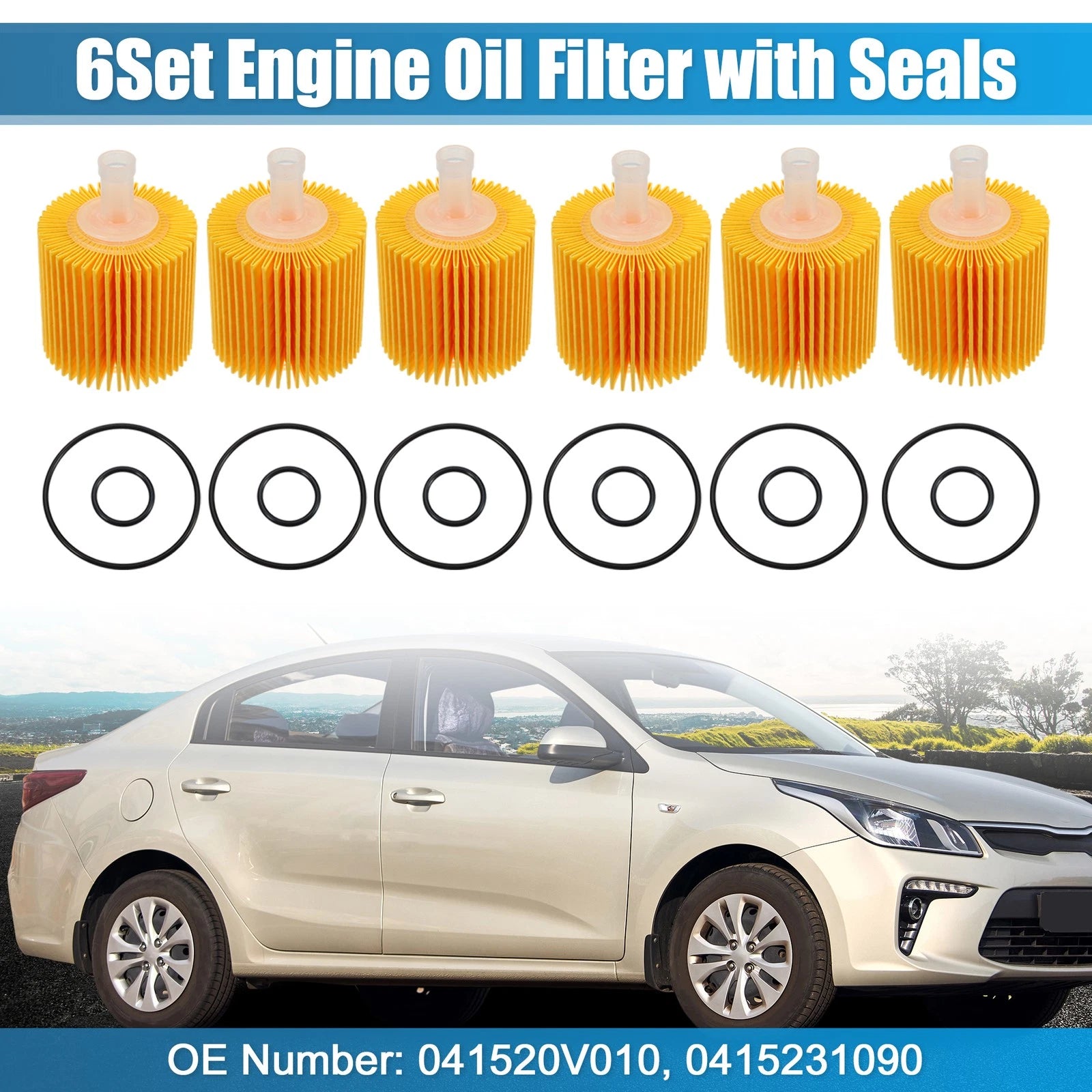 Set of 6 Engine Oil Filters 04152-YZZA1 04152-31090 04152-YZZG1 for Toyota Avalon 