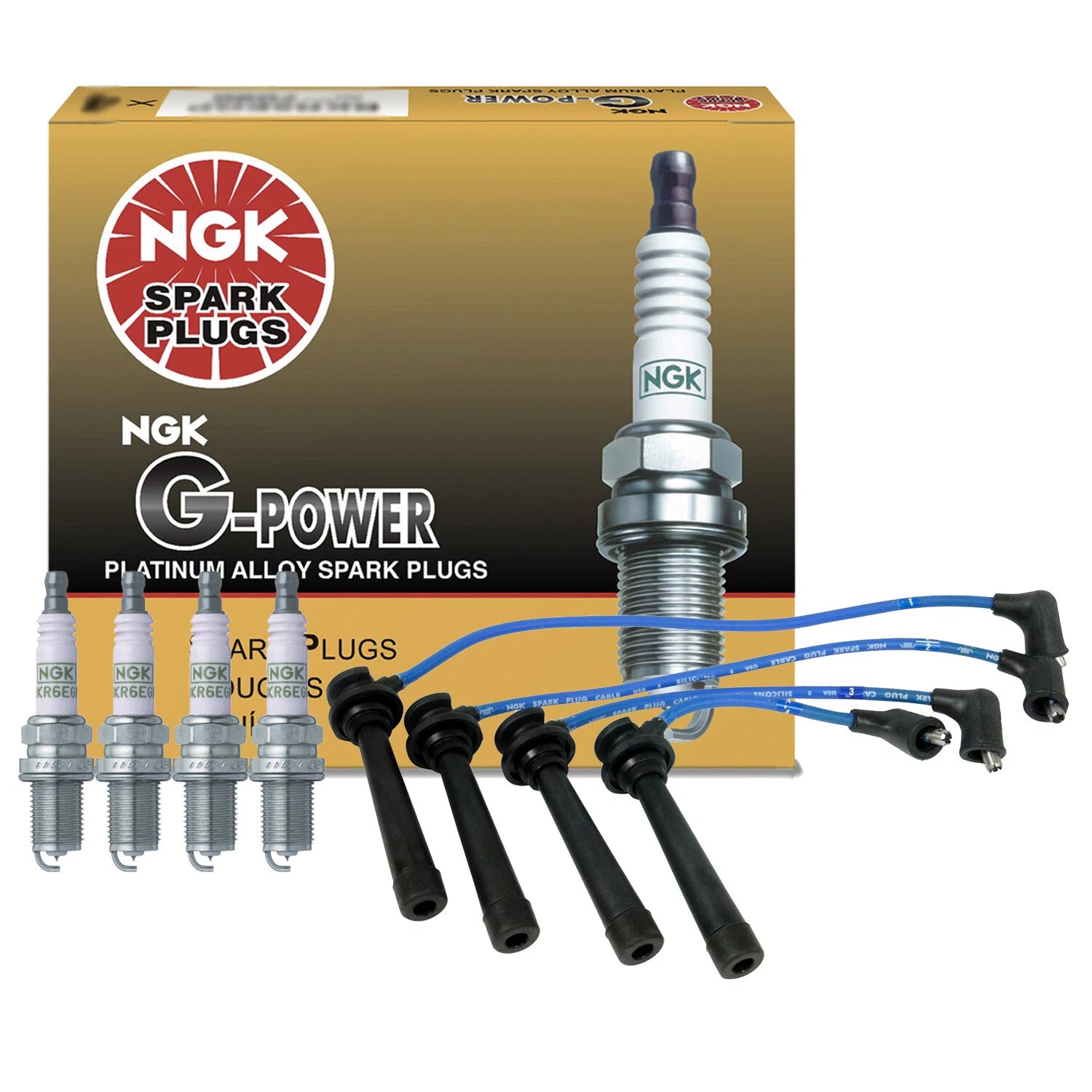 Set of 4 NGK G-Power Platinum Spark Plugs for Kia Rio