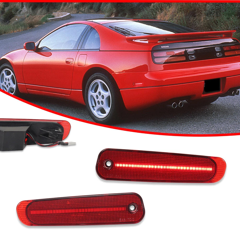 2X Red LED Rear Bumper Side Marker Lights for Nissan 300ZX Z32 (1990–1996)