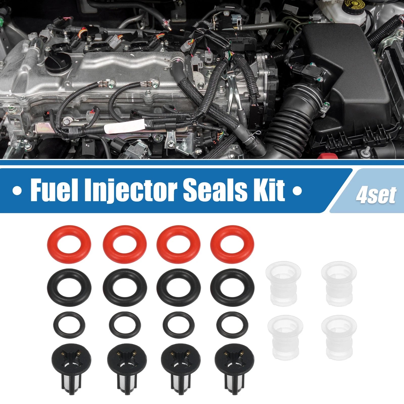 Set of 4 Fuel Injector O Rings No. 16450PNEG01 for Acura RSX, Honda Civic 