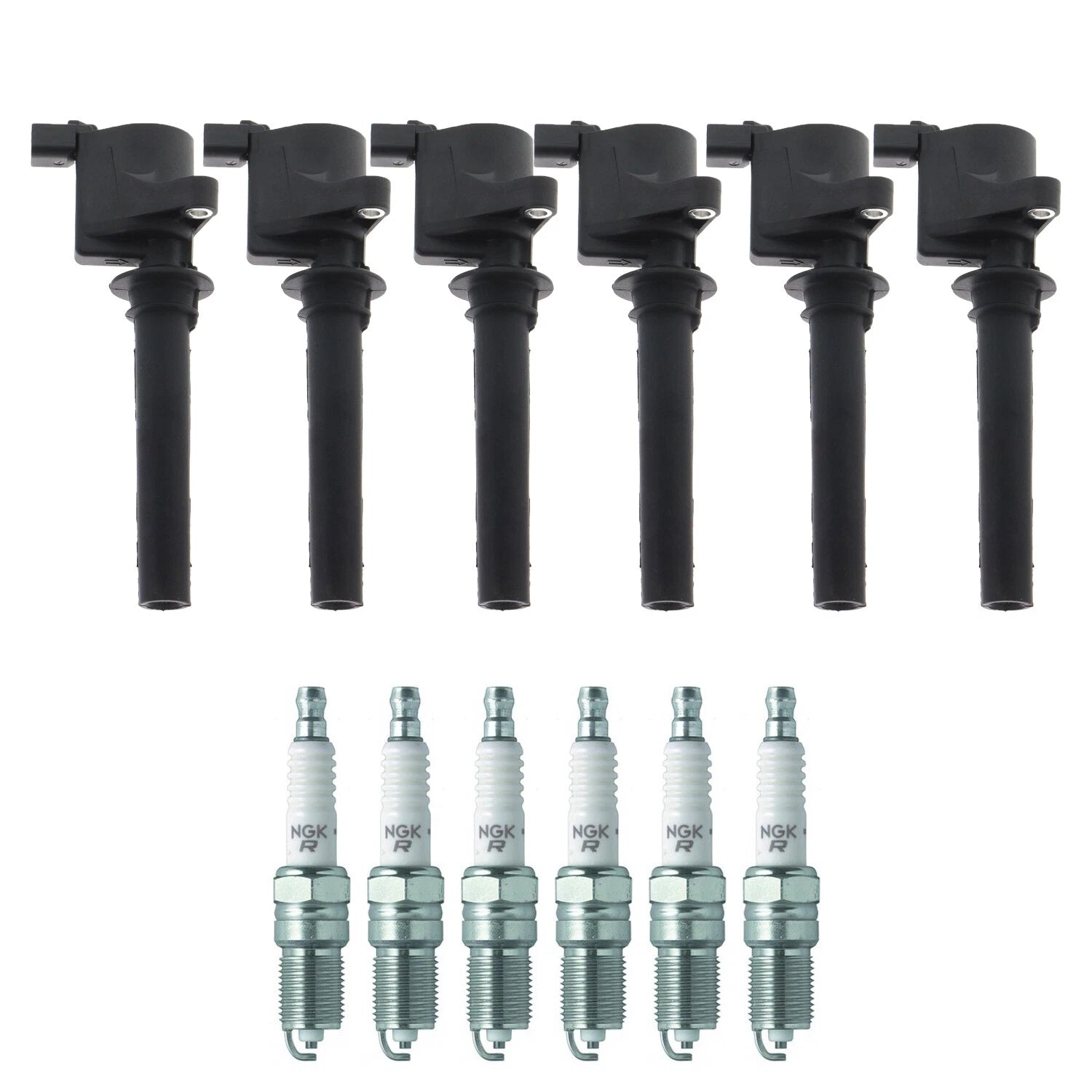 Set of 6 Ignition Coils & NGK V-Power Spark Plugs for Ford Escape, Tribute (2001–2007)