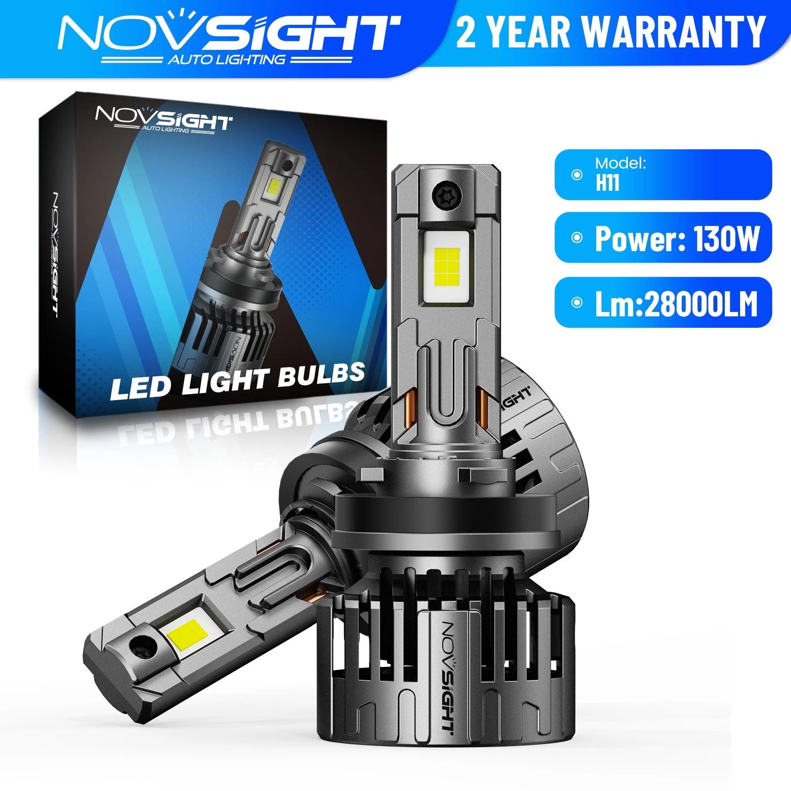 2X H11 H8 H9 LED Headlight Bulbs Kit 28000LM for High/Low Beam