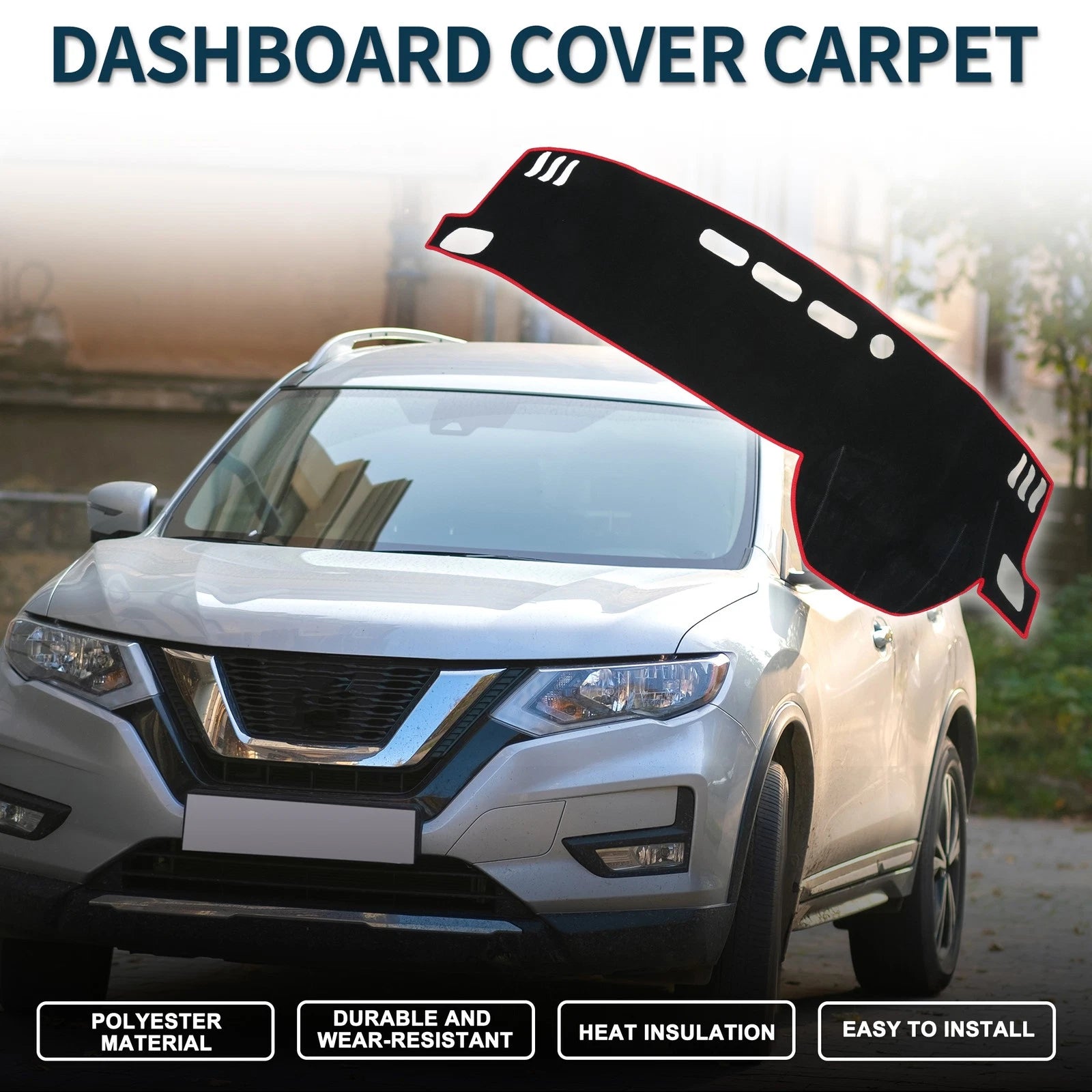Dashboard Cover Mat for Nissan X-Trail T33 (2022–2024) Black Red