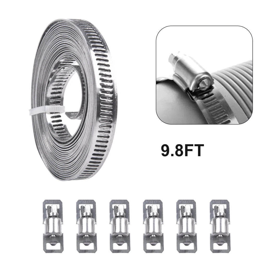Adjustable Worm Drive Hose Clamp for Universal Use (Stainless Steel)