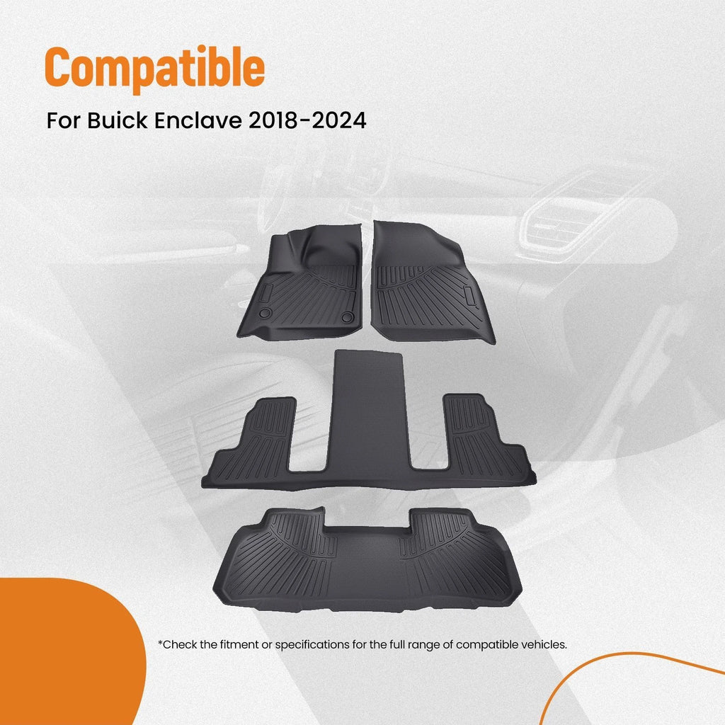 Set of 4 Anti-Slip TPE Floor Mats for Buick Enclave (2018–2024)