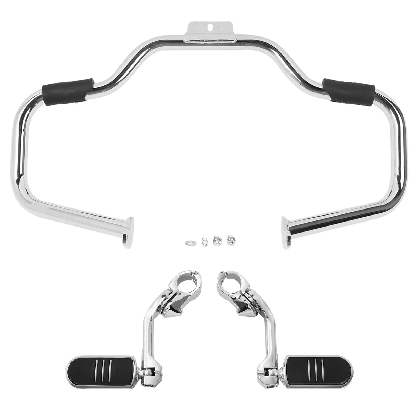 Mustache Engine Guard Bar Footpegs Mount for Harley Softail Fatboy (2000–2017)
