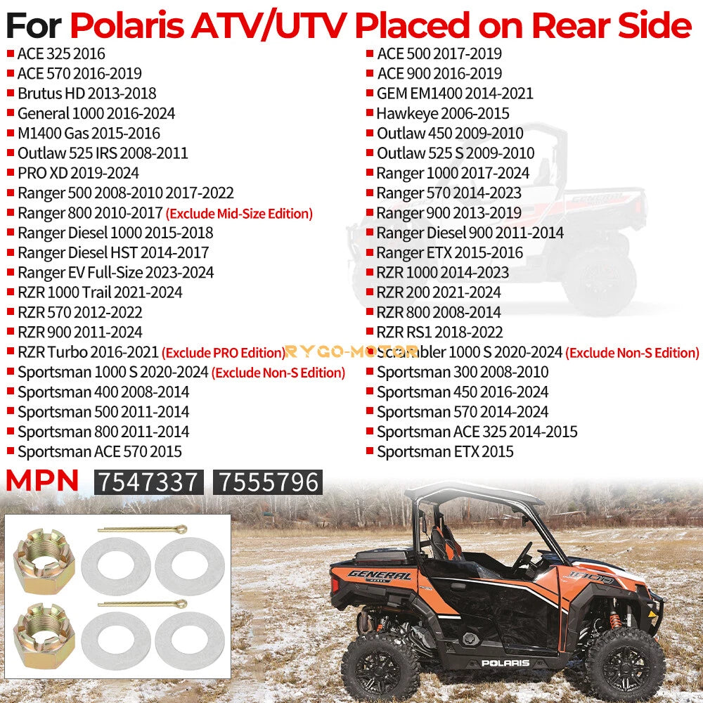 Axle Nut & Washers for Polaris Ranger 570 900 1000 HST EV (2013–2024)