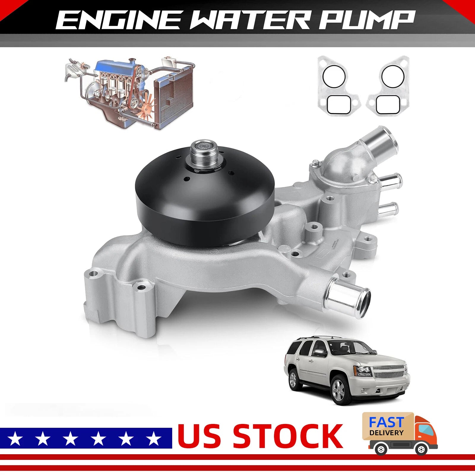 Engine Water Pump w/ Thermostat for Chevy Silverado GMC Sierra 1500 (2007–2013)