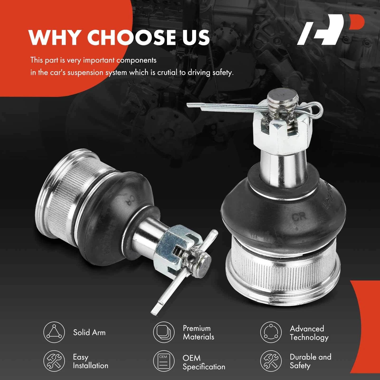 2X Front Lower Side Ball Joint for Honda Accord (2013–2017) Acura TLX (2015–2020)