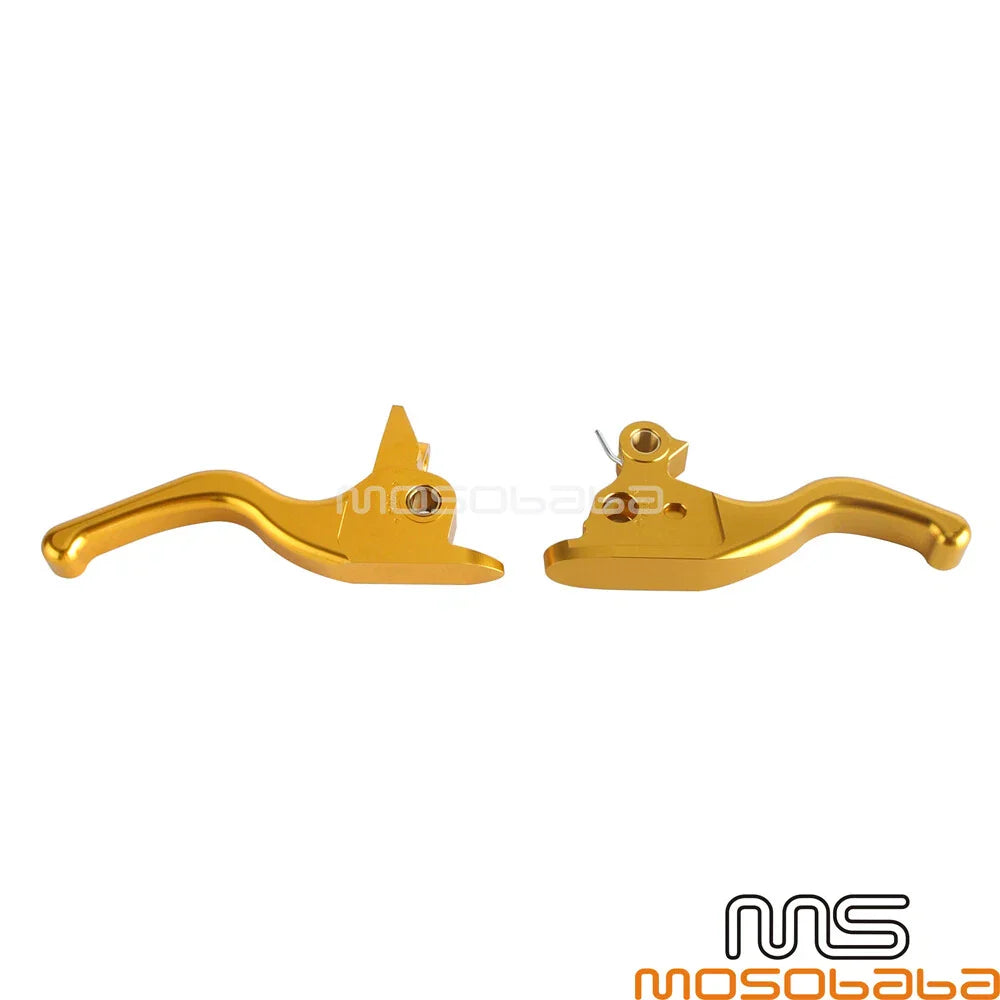 Gold Handlebar Hand Brake Clutch Levers for Harley Touring Road King (2014-2023)