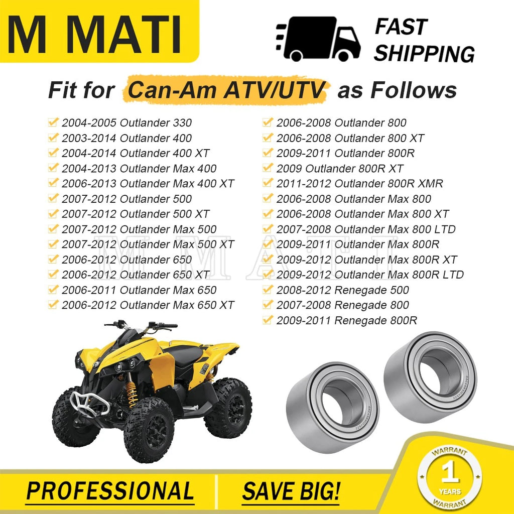 Set of 2 Rear Trailing Arm Bearing Kit for Can-Am Outlander Max (500–800R)