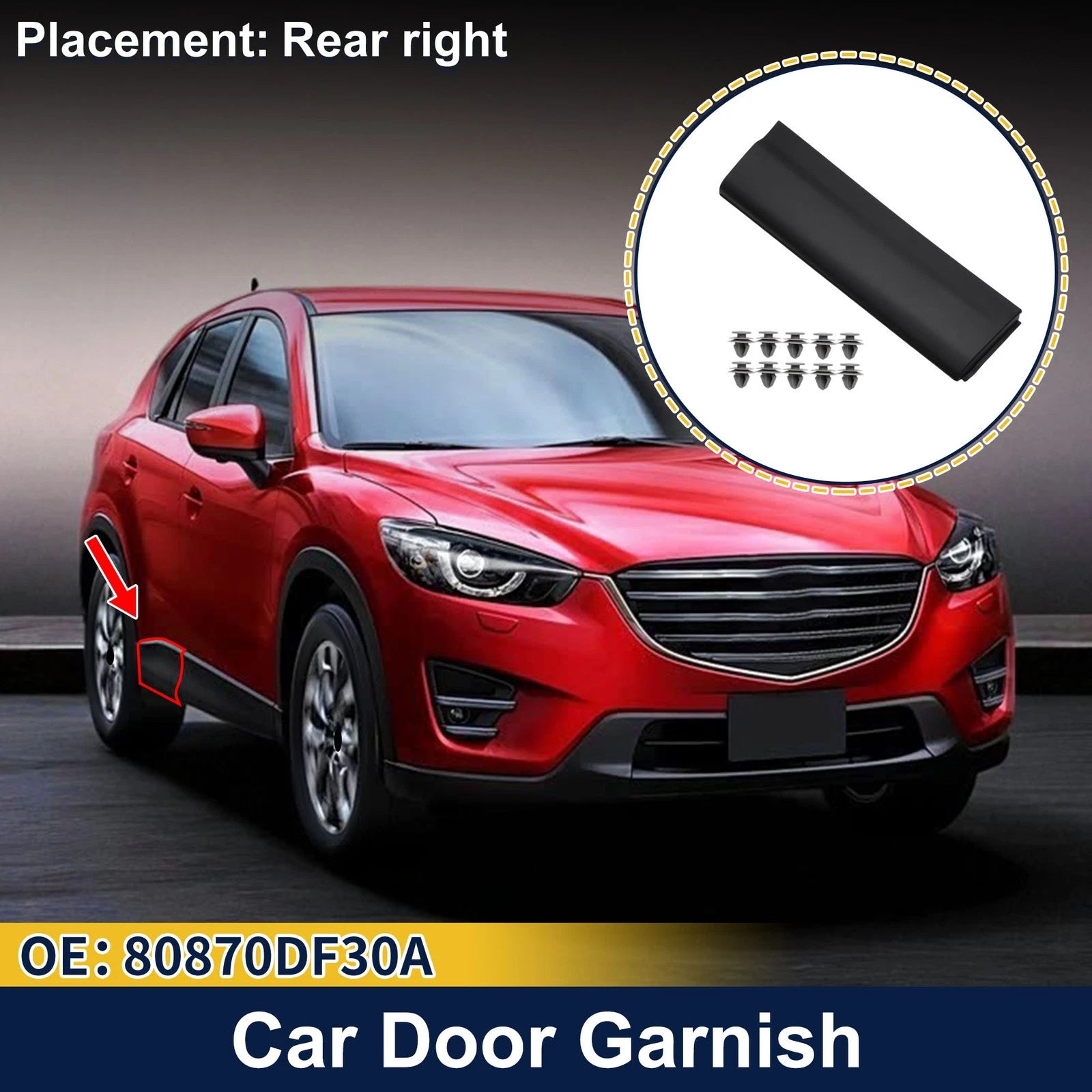 Rear Right Door Side Lower Trim No. 80870DF30A for Nissan Rogue Sport (2017–2022)