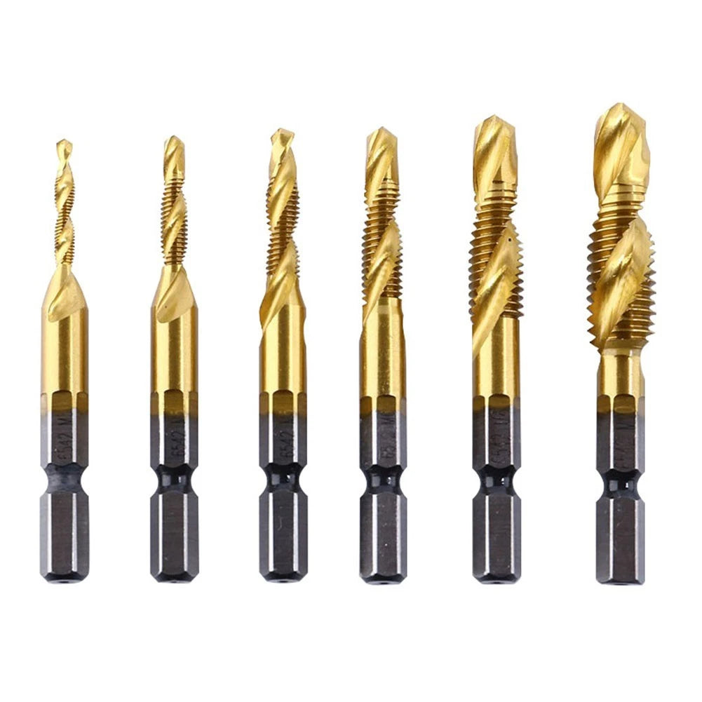 6-Piece Metric Tap Drill Set for Metals - Hex Shank HSS Plated