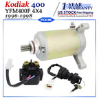 Starter for Yamaha Kodiak 400 4x4 YFM400F (1996–1998) with Relay & Ignition Switch