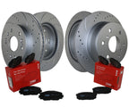 Front Rear Brake Kit with Drilled Rotors & TRW Pro Ceramic Pads for Cadillac Chevy GMC
