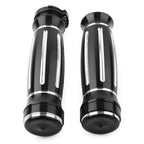 Black CNC Billet Aluminum 1" Handlebar Grips for Harley Touring