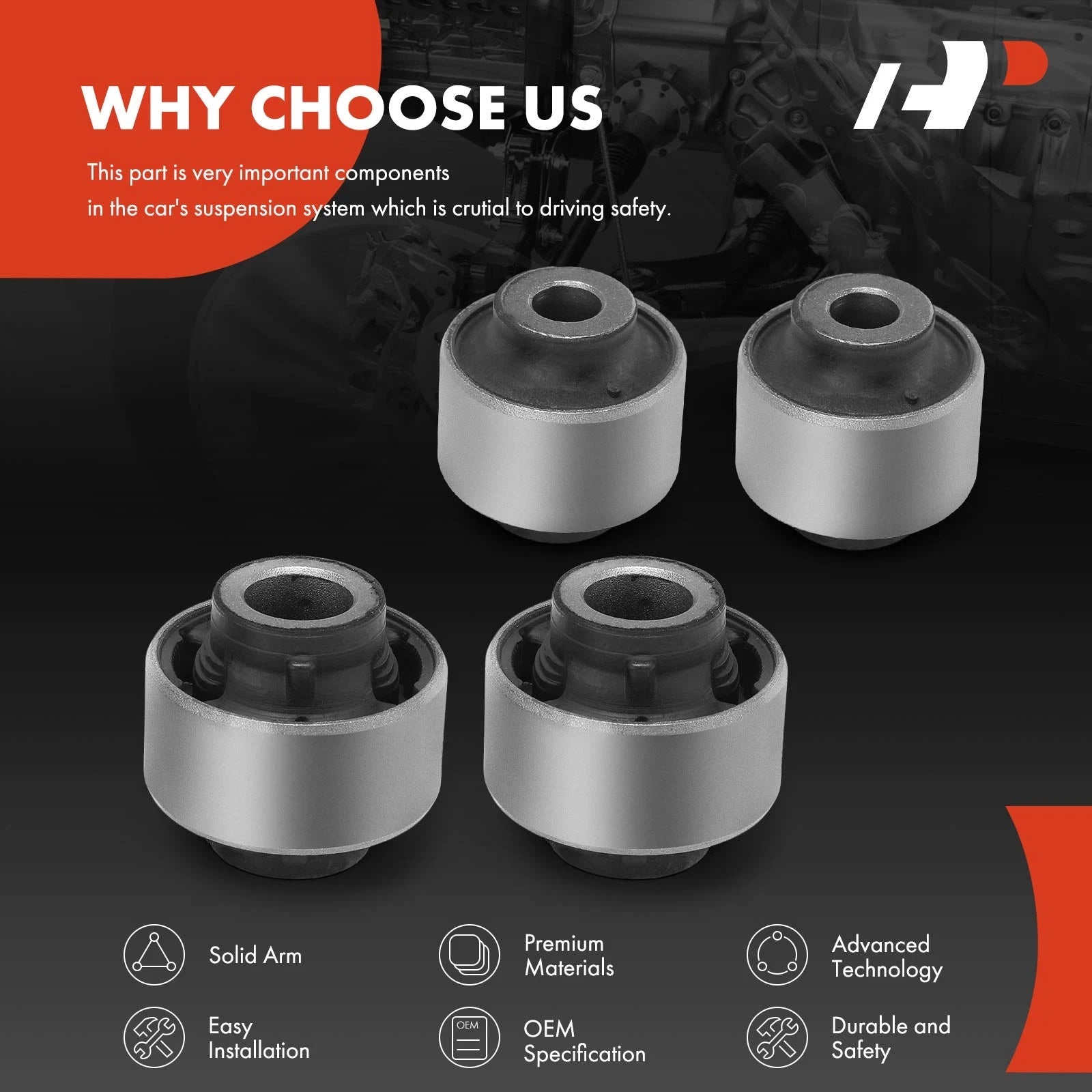 Set of 4 Control Arm Bushings for Nissan Versa (2007–2019)