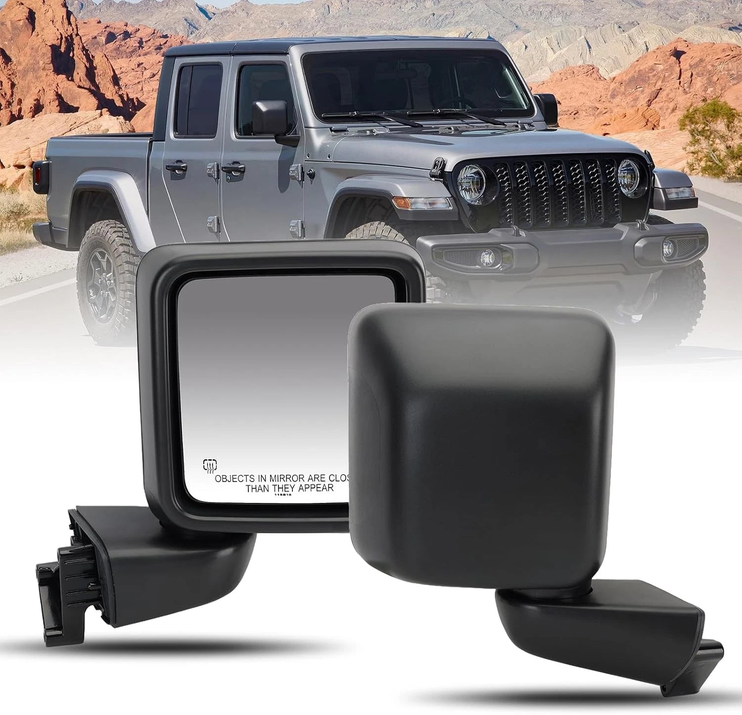 Pair Power Heated Mirrors for Jeep Gladiator Wrangler JL (2018–2024)