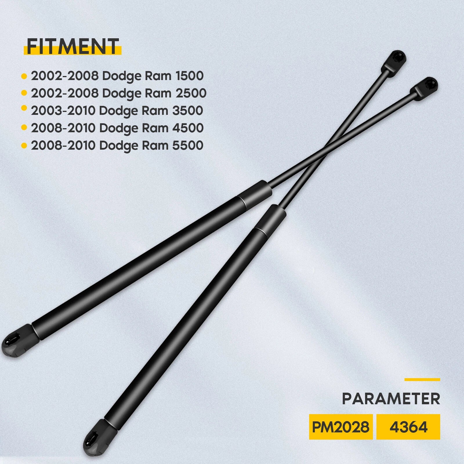 Set of 2 Front Hood Lift Supports for Dodge Ram 1500 2500 3500 4500 5500