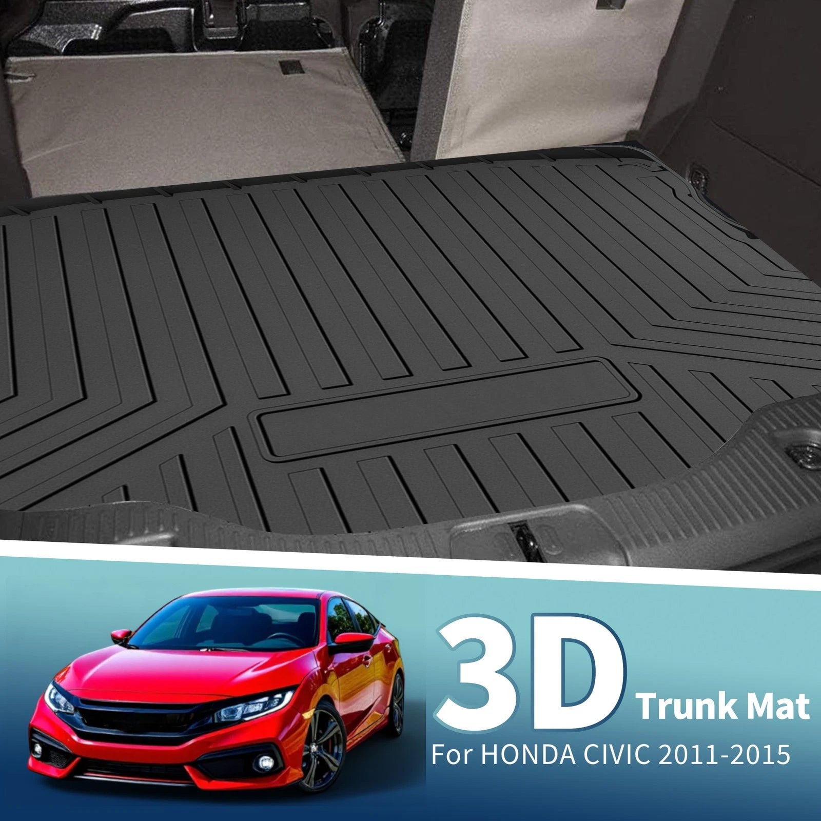 Flat Face Cargo Liner Rear Trunk Mat for Honda Civic (2011–2015) TPE