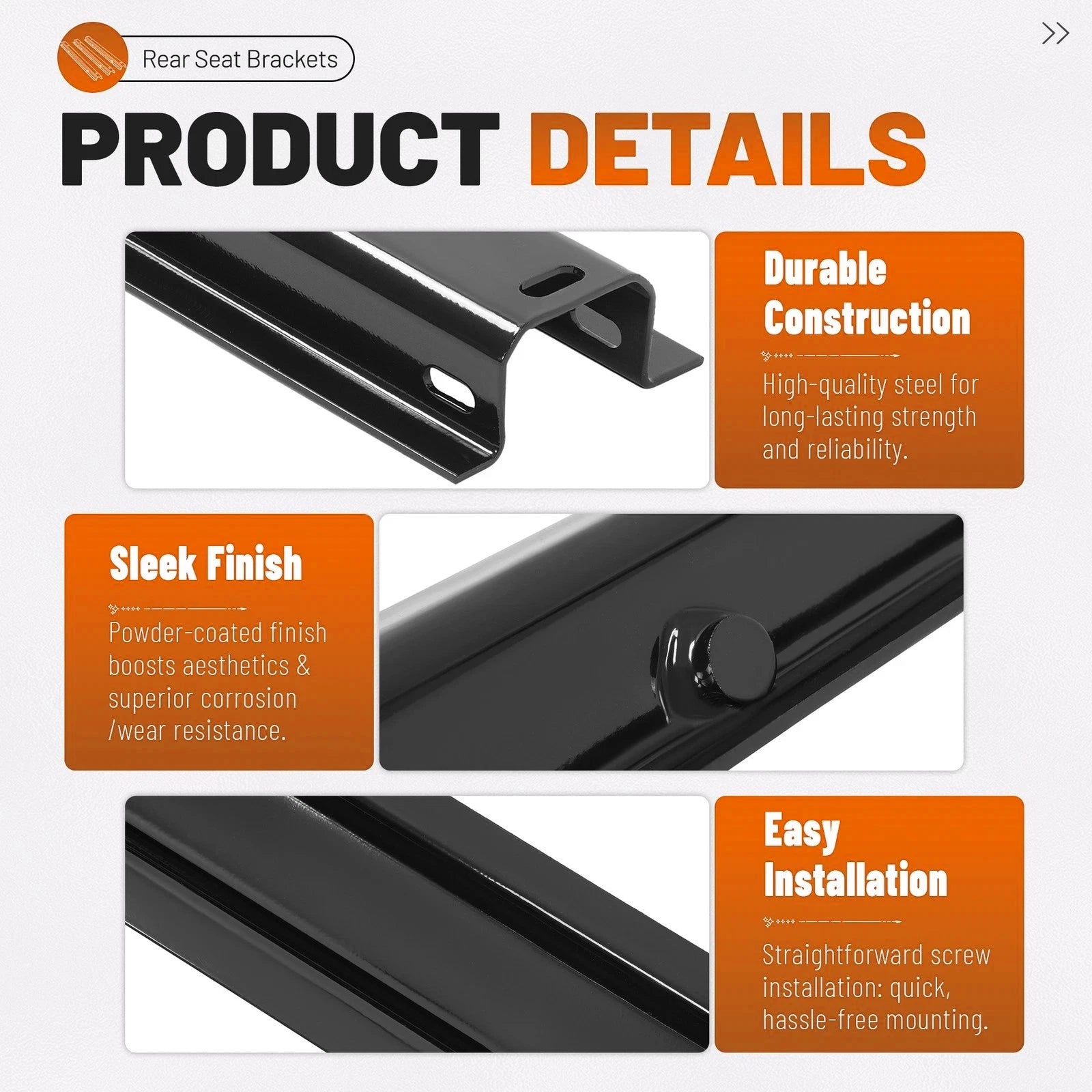3 Pack Rear Seat Brackets for Mercedes-Benz Sprinter (2019–2023) Steel