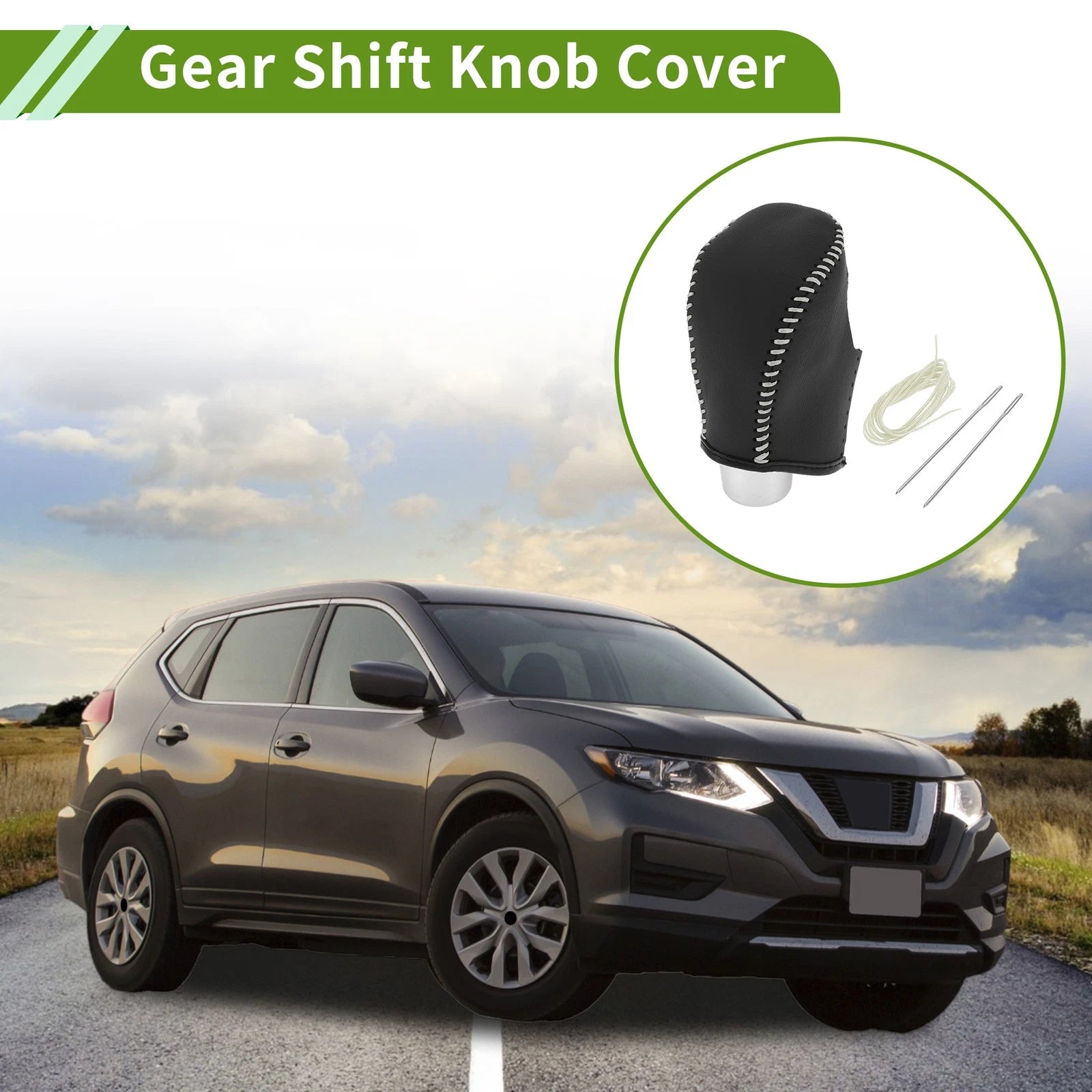 1 Pc Gear Shift Knob Cover for Nissan Rogue (2017–2020) Beige Faux Leather
