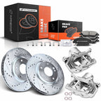 8x Front Drilled Brake Rotors & Pads for Hyundai Sonata Kia 