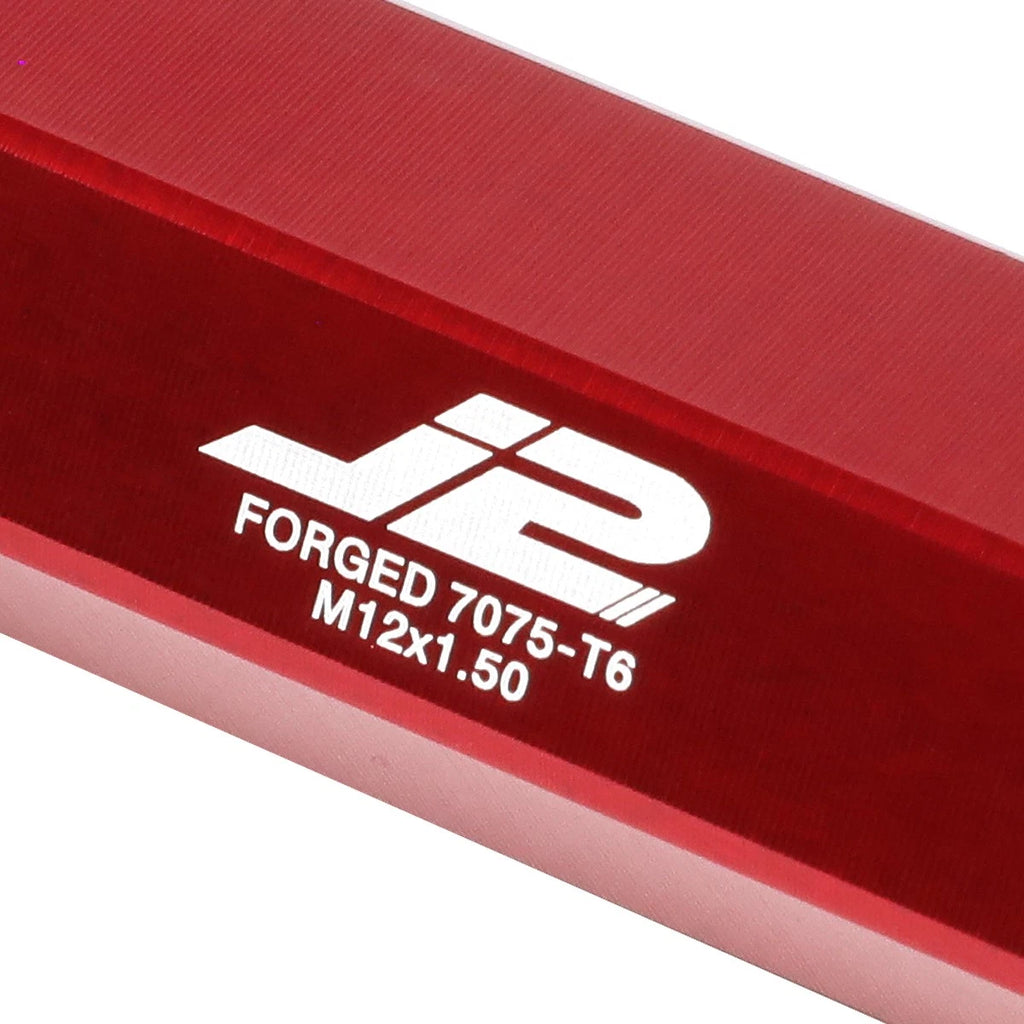 Set of 20 J2 7075 Forged Aluminum M12x1.5 Open-End Lug Nuts w/Adapter Red