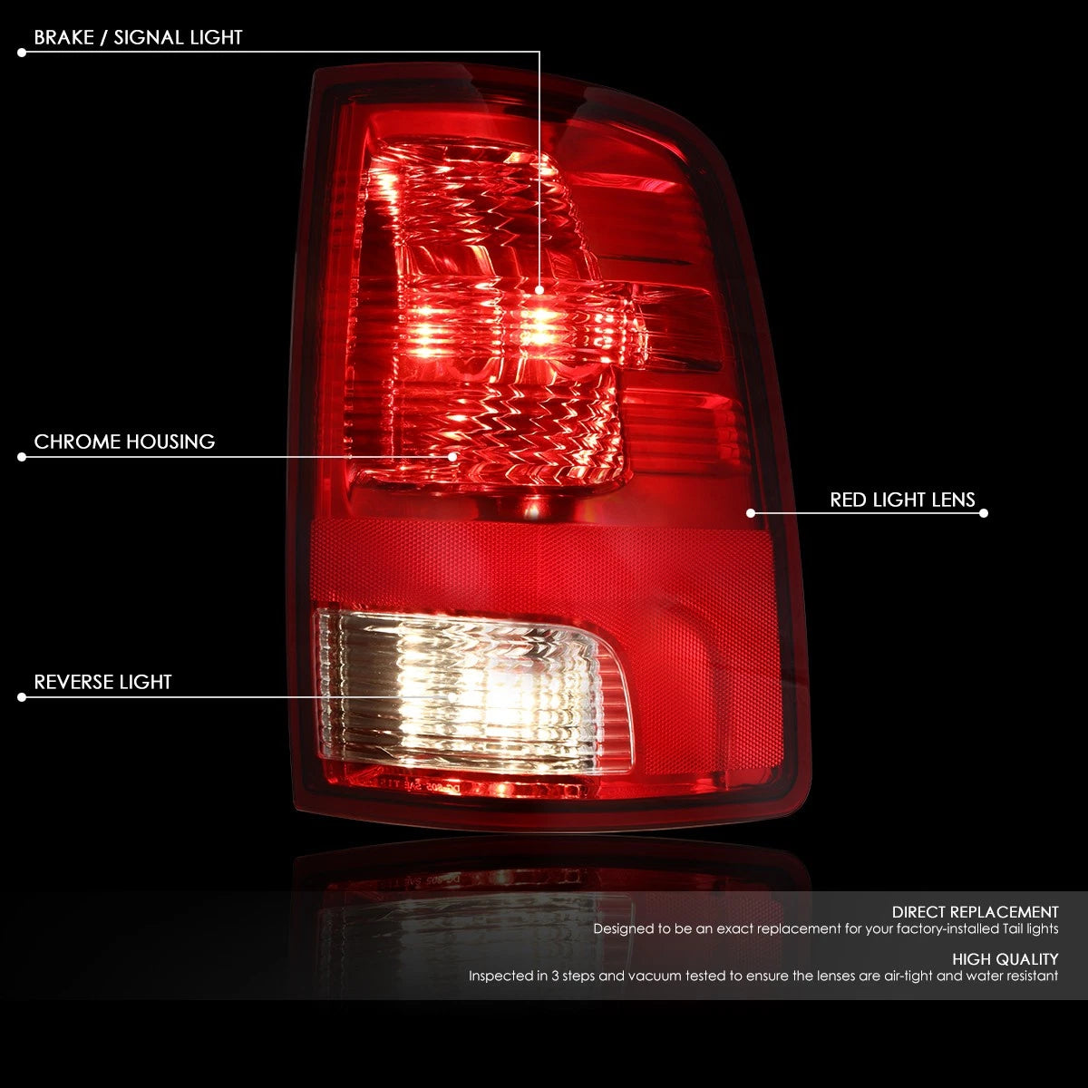 Tail Lights for Ram 1500/2500/3500 (2009–2024) Red Lens w/Bulbs