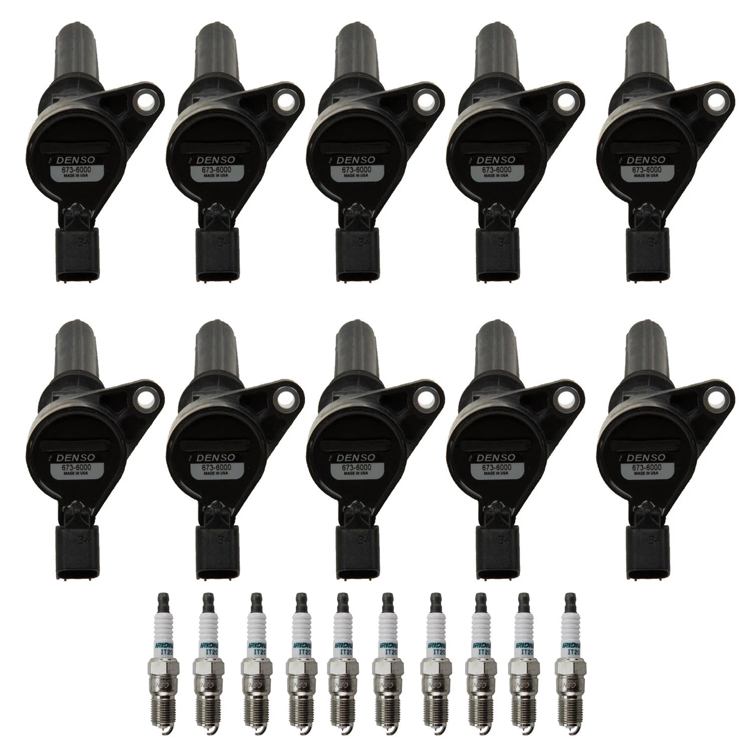 Denso 10 Ignition Coils & Iridium Spark Plugs for F-250 F-350 (2003–2007)