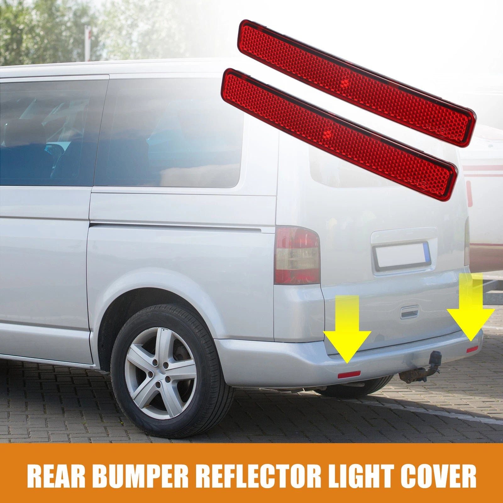 Pair Rear Bumper Reflector Light Cover for Volkswagen (2011–2016) 7E0945105 7E0945106 Red