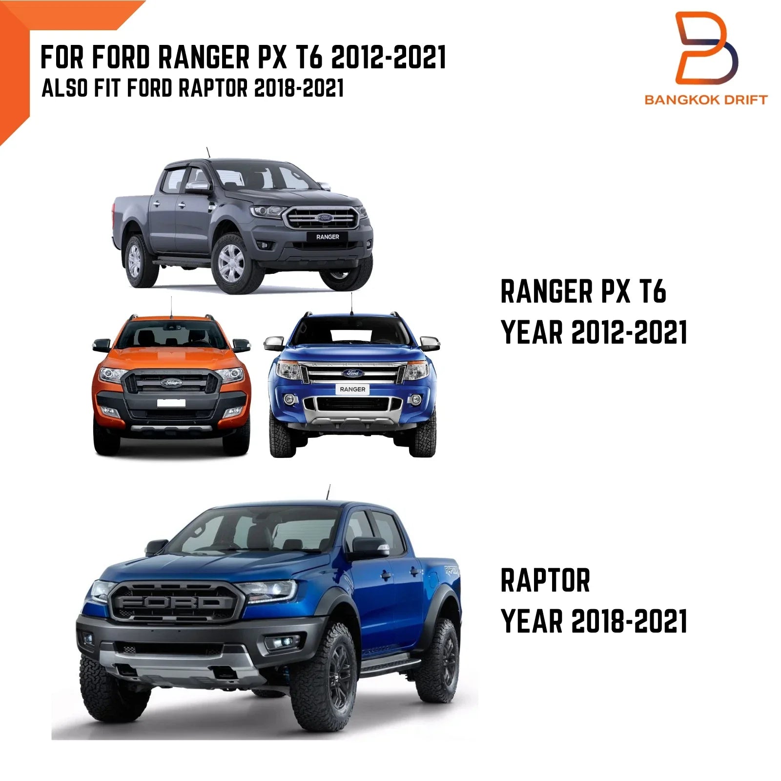Rear Tailgate Protector Tub Rail Cover for Ford Ranger PX T6 Raptor (12-21)