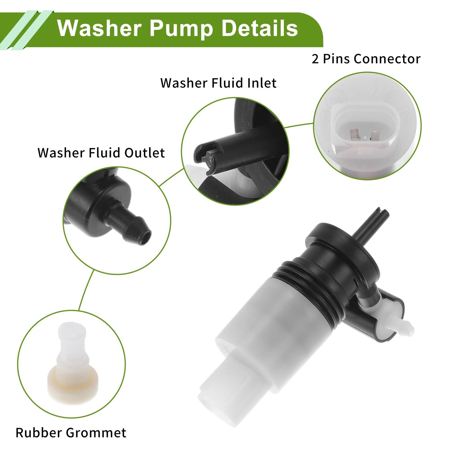 Windshield Washer Pump w/Grommet for Audi A4 (No. 2048660521)
